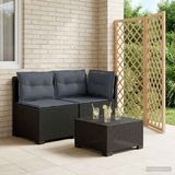 vidaXL Tuinbank met Kussens Rieten Look PP Antraciet