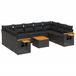 vidaXL Loungeset met kussens, polyrattan, zwart