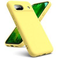 Google Pixel 8a Coque en Silicone Gel Fine Jaune avec Film Écran