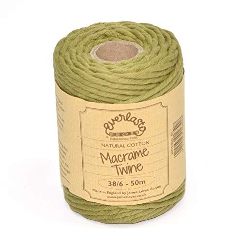 EVERLASTO 50M Sage Green Macrame Craft Twine - Everlasto Single Twist Soft Cotton 4mm