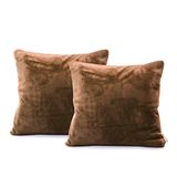 DecoKing 58473, set van 2 kussenslopen 45 x 45 cm, microvezel fleece met ritssluiting, chocoladebruin