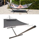 Vita5 Hangmat met Standaard 2 Persoons - Donkergrijs - Katoen - 350x100x139 cm