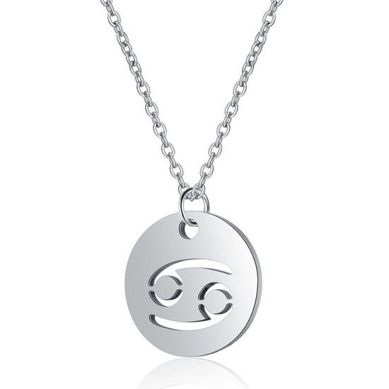 LGT JWLS Lookinggoodtoday Sterrenbeeld Kreeft Dames Ketting Zilverkleurig Ronde Hanger