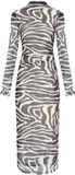 Faina Dress Zebraprint Lange Mouw Col Wit Zwart