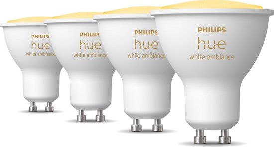 Philips Hue Voordeelpakket - GU10 - met 4 Spotjes - Warm tot Koelwit Licht - Hue White Ambiance