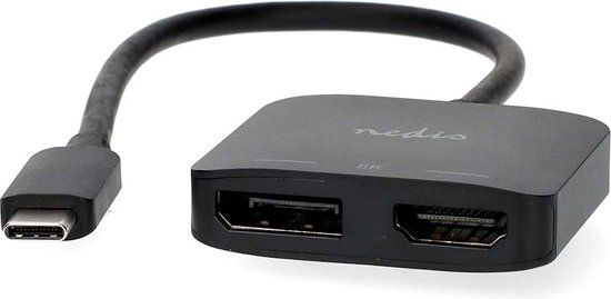 Nedis USB-C Adapter - USB 3.2 Gen 1 - DisplayPort & HDMI - 0.2m - Black