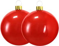 Christmas Decoration mega grote kerstbal - 2x - 65 cm - rood - opblaasbaar