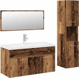 vidaXL 4-delige Badkamermeubelset Bewerkt Hout Oud Houtkleurig