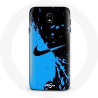 Nike Hoesje voor Samsung Galaxy J3 2017 Logo Blauw en Zwart Lakokine