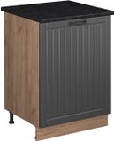 Vicco Wastafelkast Fame-Line, Donkergrijs/Goudkleurig Eiken, 60 cm
