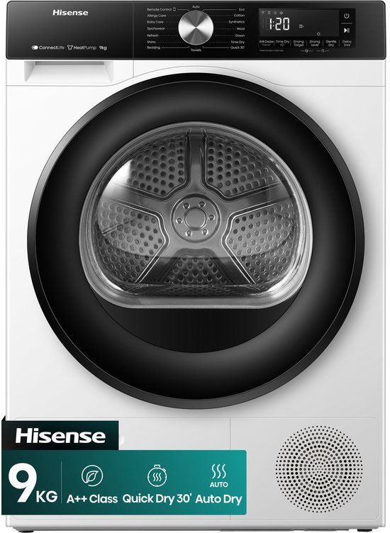 Hisense DH3S902BWCC Warmtepompdroger - 9 kg - Wit