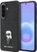 Karl Lagerfeld Fixed Glitter Ikonik Logo Metal Pin Hoesje voor Samsung Galaxy A57 5G Zwart