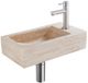 Saniclass Fuente Fonteinset - 40x22x10cm - kraangat rechts - fonteinkraan geborsteld RVS PVD - afvoerplug - verlaagd sifon - gemeleerd natuursteen