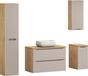 Ensemble de salle de bain de 120 cm avec lavabo et meuble bas - chêne huilé + beige