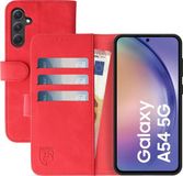Rosso Element Book Case Wallet Hoesje Geschikt voor Samsung Galaxy A54 | Portemonnee | 3 Pasjes | Magneetsluiting | Stand Functie | Rood