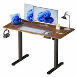 Merkloos Relaxdays Zit sta bureau - 160 x 60 cm - hoogte verstelbaar - bruin-zwart