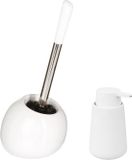 5Five - WC-/toiletborstel in houder - wit - Zeeppompje 250 ml