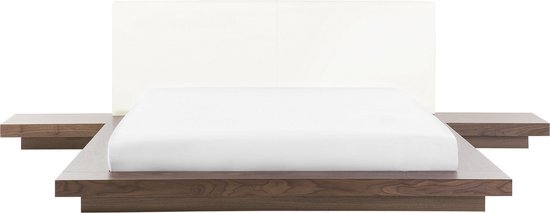 Beliani ZEN Bed Licht houtkleur Kunstleer 160x200