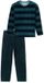 SCHIESSER Pyjama lang Heren jeansblauw Gestreept Katoen/Polyester