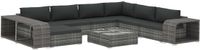 vidaXL 10-delige Hoek Loungeset met Kussens Polyrattan Grijs