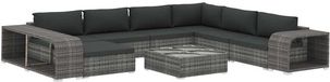 vidaXL 10-delige Hoek Loungeset met Kussens Polyrattan Grijs