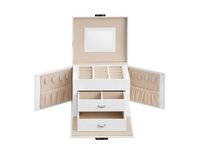 JOYFURNOS Boîte de voyage pour bijoux avec miroir, 2 tiroirs, verrouillable, idée cadeau, blanc