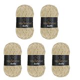 Wollbiene Softy Chenillewol om te haken, breiwol, 500 gram chenillewol, super volumineus grof gehaakte garen (beige 05)