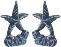 Item International Deurstopper Zeester - 2x - blauw - gietijzer - 12 x 6 x 15 cm