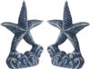 Item International Deurstopper Zeester - 2x - blauw - gietijzer - 12 x 6 x 15 cm