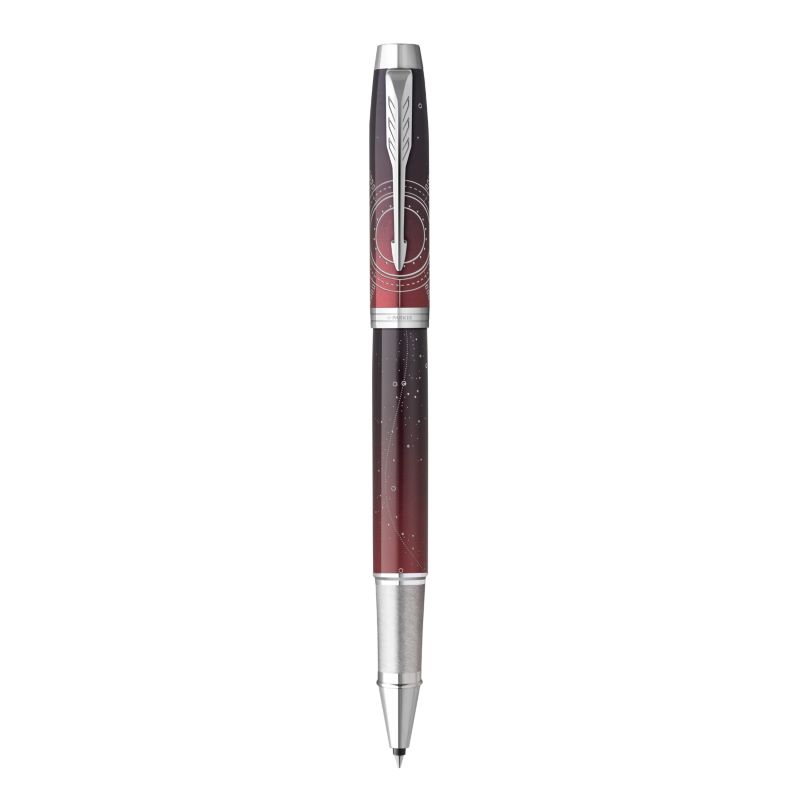 Parker IM Portal Rollerball Pen - Red - Fine Point - Black Ink - Stainless Steel Body - 1pc
