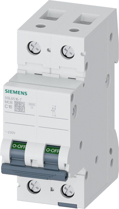 Siemens 5SL6 - Automatische stroomonderbreker 230 V 6 kA 1 + neutraal polig C 16 A
