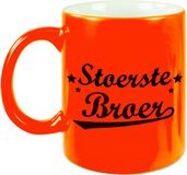 Bellatio Decorations Shoppartners Bv Stoerste broer mok - neon oranje - 330 ml