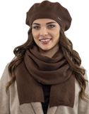Vivisence Dames Winter Set Baret En Sjaal - Wolmix Met Viscose En Acryl - Bruin