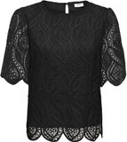 JDY Jacqueline de Yong Jdygilda S/s Lace Top Jrs 15376566 Zwart Dames Maat S