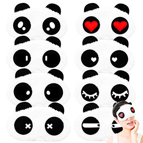 Osuter 8PCS Slaap Oogmasker Panda Pluche Zachte slaapmaskers voor kinderen Volwassenen Slaaprust Feestreizen