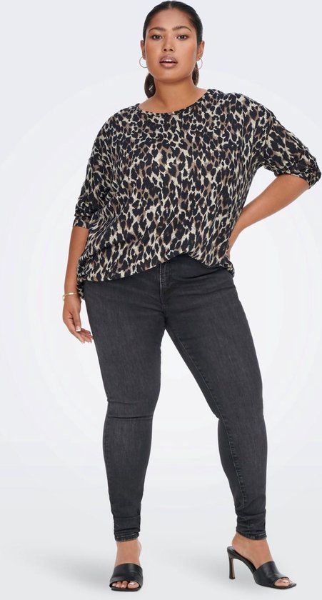 ONLY CARMAKOMA Caralba 3/4 Top Noos - Taupe Gray/anita Leo - Women's Size S