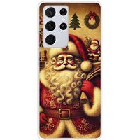 Samsung Galaxy S21 Ultra pere noel vintage bedrukt siliconen hoesje