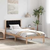 vidaXL Bedframe met hoofdeinde Zwart 80 x 200 cm Massief grenenhout