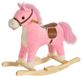 HOMCOM Cheval à bascule pour enfants - Bois - 65x32x61cm - Rose