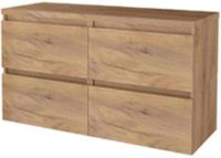 Basic Line Start 46 Badkamermeubelset - 120 x 46 cm - Greeploos - 4 Lades - Wastafelblad - Whisky Oak
