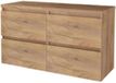 Basic Line Start 46 Badkamermeubelset - 120 x 46 cm - Greeploos - 4 Lades - Wastafelblad - Whisky Oak