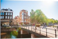 Merkloos / Sans marque Foto op Aluminium - Bruggen in Amsterdam - 90x60 cm - Dibond
