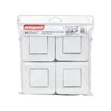 LEGRAND | Multipack mozaïek 4 wisselschakelaars, compleet wit, schroefbevestiging, glanzende afwerkingsplaat, snelle verbinding zonder gereedschap