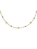 SINGULARU - Ketting Dots L Black Enamel. Roestvrij staal met 18 Kt Goudlaag. Verstelbare ketting van 40 cm. Sieraden voor dames