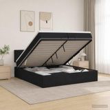Maison Exclusive Lit Ottoman exclusif avec matelas, couleur noire, dimensions 200 x 200 cm, revêtement en tissu