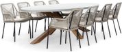 BUITEN living Livorno/Seville zand dining tuinset 9-delig | betonlook + touw | 280cm ovaal | 8 personen
