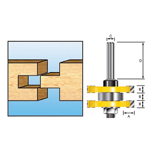 Makita Groef en veer frees met kogellager D-12027