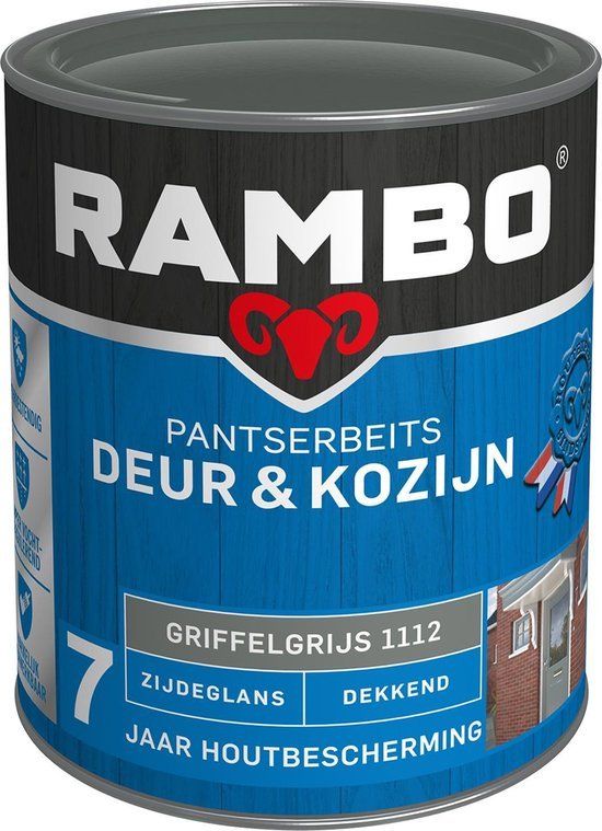 Rambo Pantserbeits Deur & Kozijn Zijdeglans Dekkend - Griffelgrijs - 0.75L