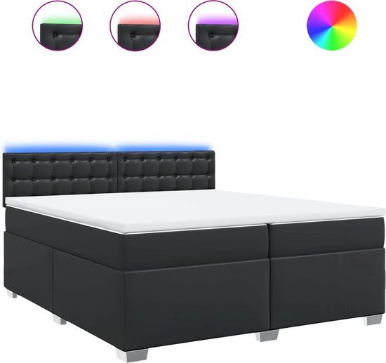 vidaXL Boxspring met matras Kunstleer Zwart 200x200 cm