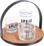 Excellent Houseware Serveerplank Bamboe D18 cm met 3x glazen schaaltjes